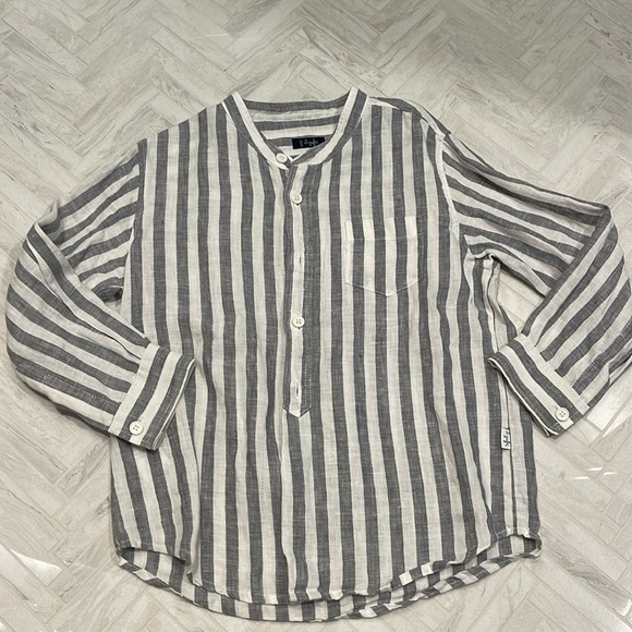 Il Gufo Gray and White linen shirt, size 4 - Picture 2 of 5